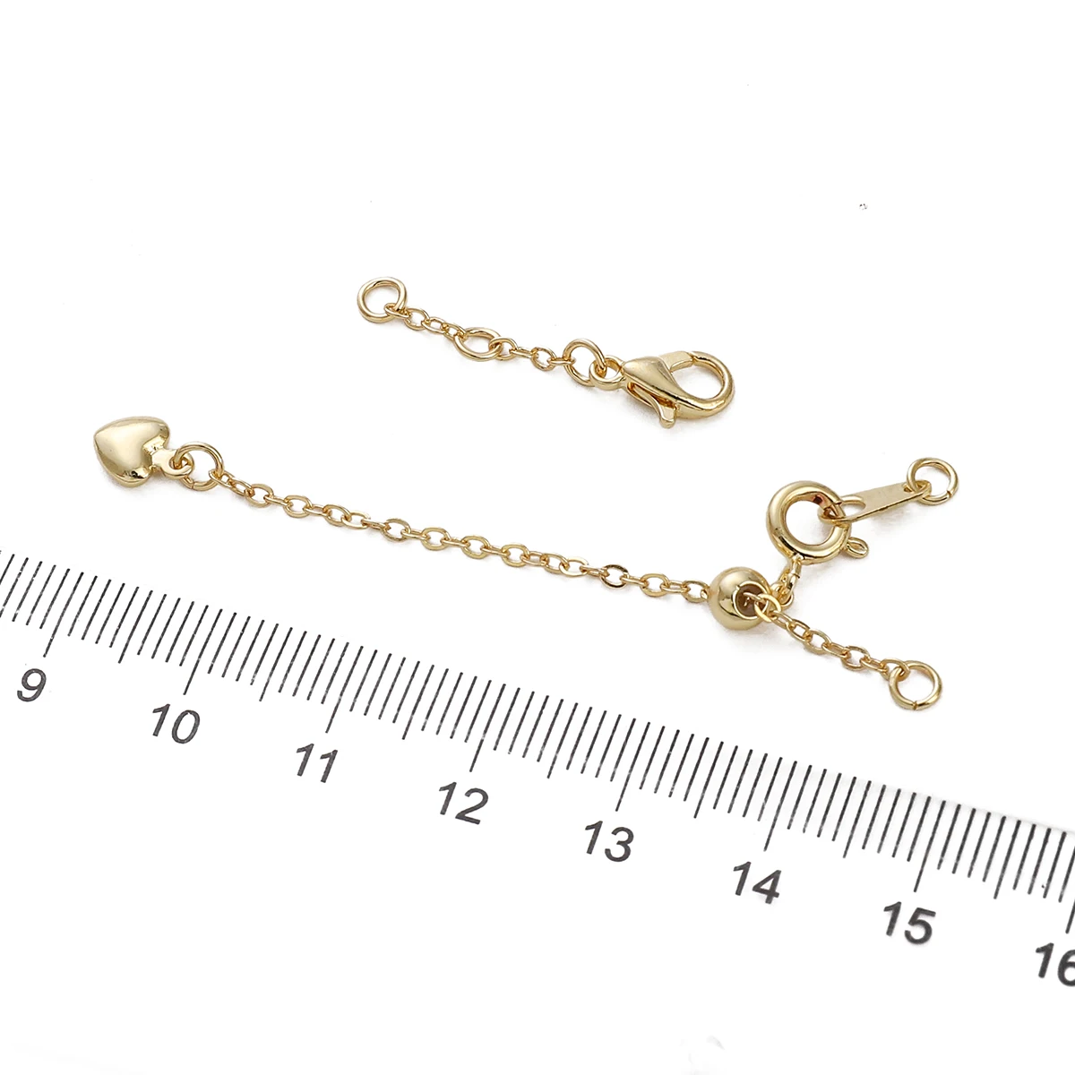 Cadenas chapadas en oro de 14 quilates, cadena extensora de pulsera de latón con colgantes y conectores para fabricación de joyas DIY