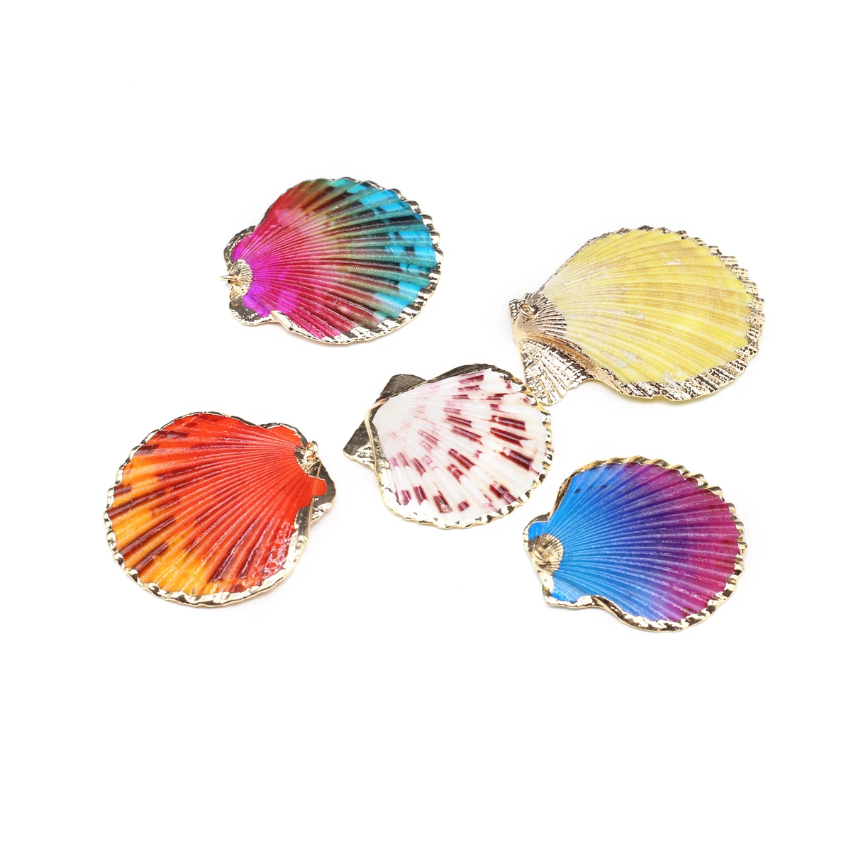 Natural Shell Pendant with Gold Plated Edge - Semi-Finished DIY Necklace Charm, Ready for Jewelry Making