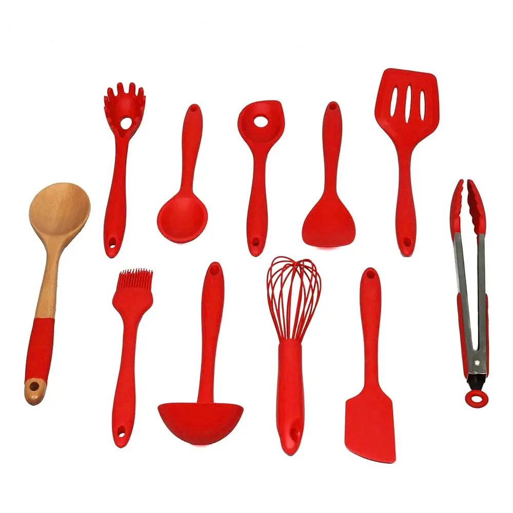 

Premium Silicone Kitchen Tool And Utensil Set, 11 Piece Set, Red