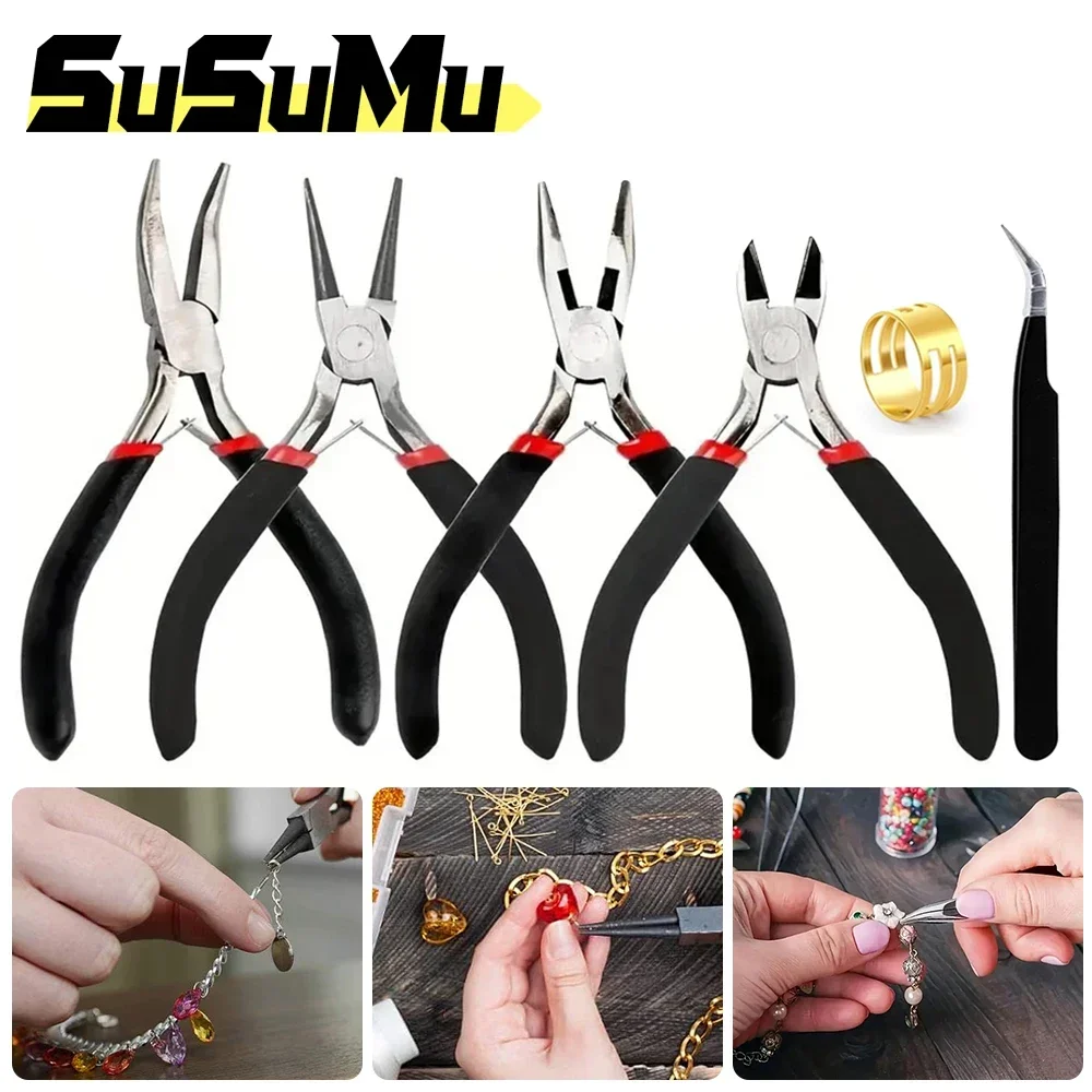 4 Pack Jewelry Pliers with Needle Nose Pliers/Chain Nose Pliers Cutting Jewelry Making Pliers Tools for DIY Jewelry Accessories