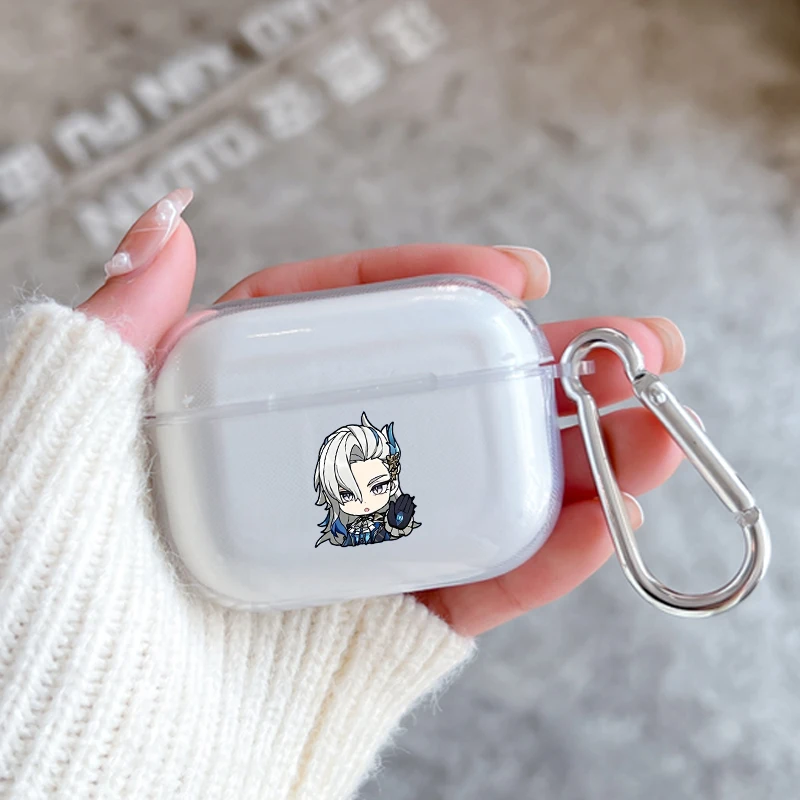 Earphone Case For Airpods 4 3 2 1 Pro3 Pro2 With Keychain Genshin Impact Collection For Airpods 4 Charging Clear Cover