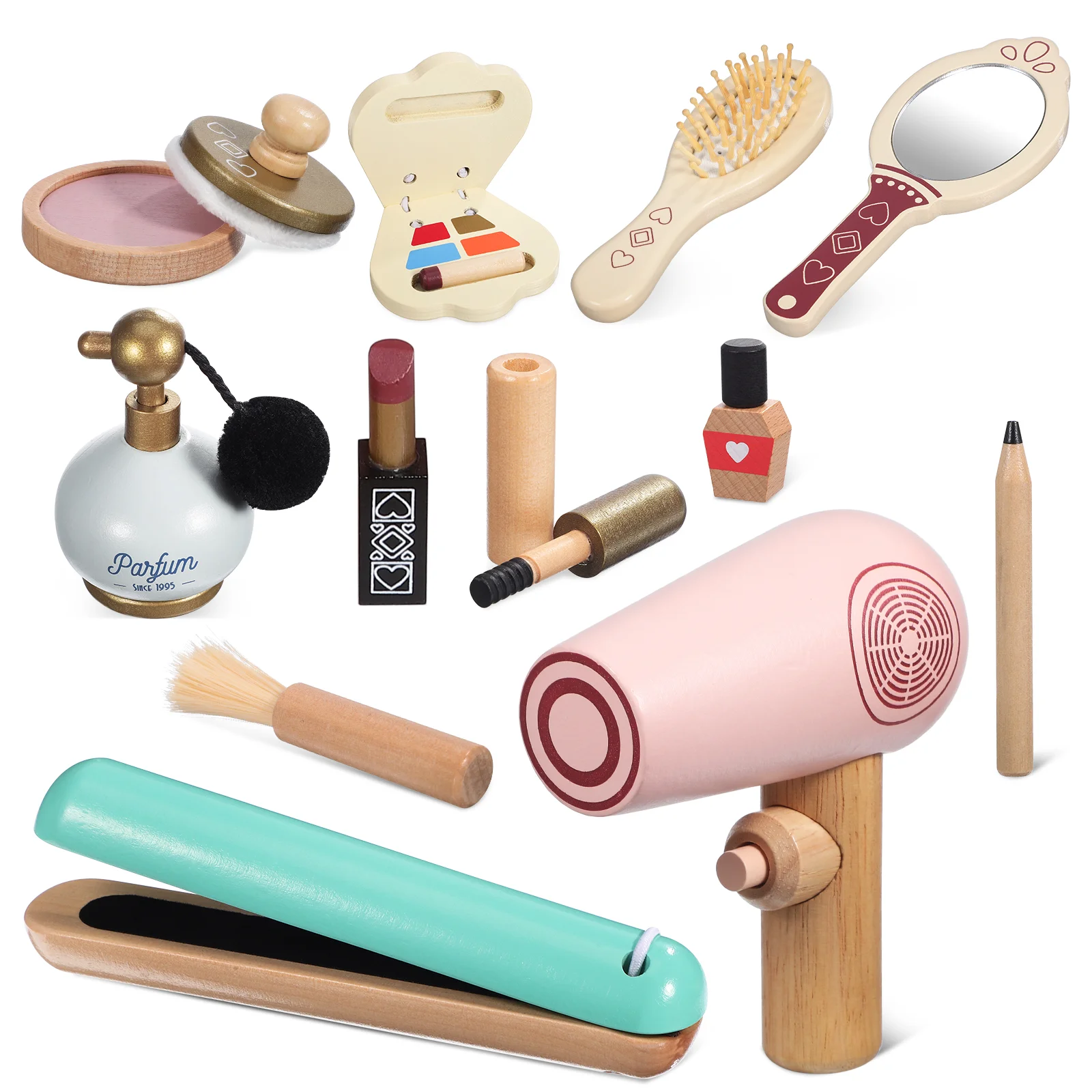 1 Set Pretend Makeup Kit Kids Makeup Play Set Wooden Pretend Play Makeup Toys Toddler Makeup Kit pretend makeup kit for girls