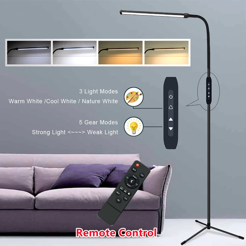 

Living Room Standing 360 Rotating Flexible LED Floor Lamp Stand Adjustable Gooseneck Dimmer Reading Light Bedside Night Light