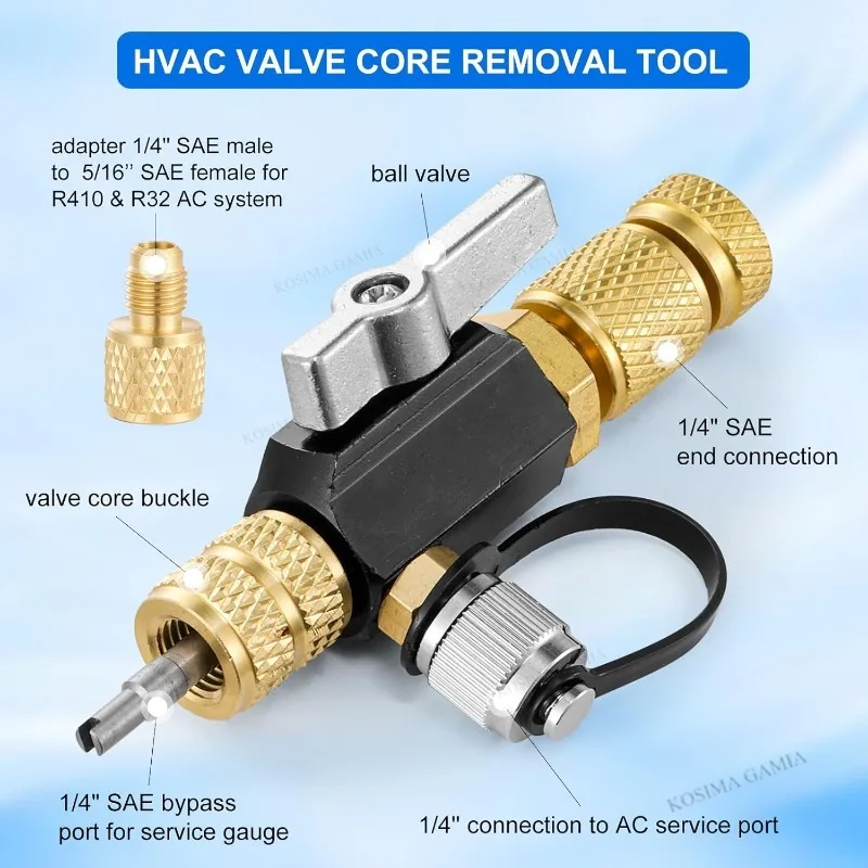 Valve Core Tool HVAC Removal Installation 1/4