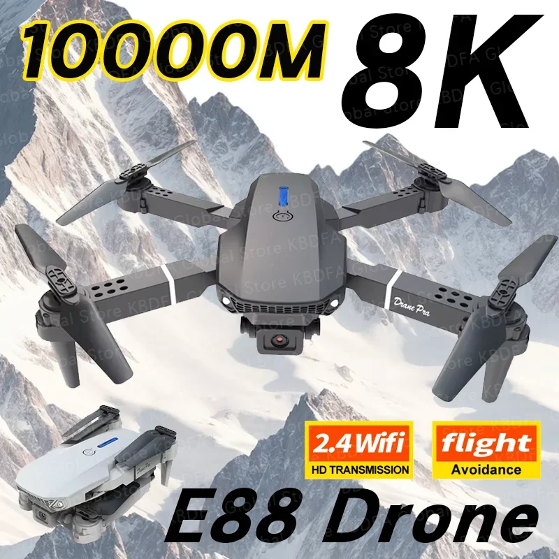 E88 Professional Wide Angle RC Drone with HD 4K Camera, Foldable Helicopter Aircraft