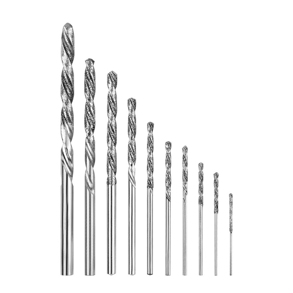 10pcs Mini Drill HSS Bit Set Step Drill Bits Wenwan Walnut Pearl Punch Drill Bit 45 Degree Drill Tip Power Tools