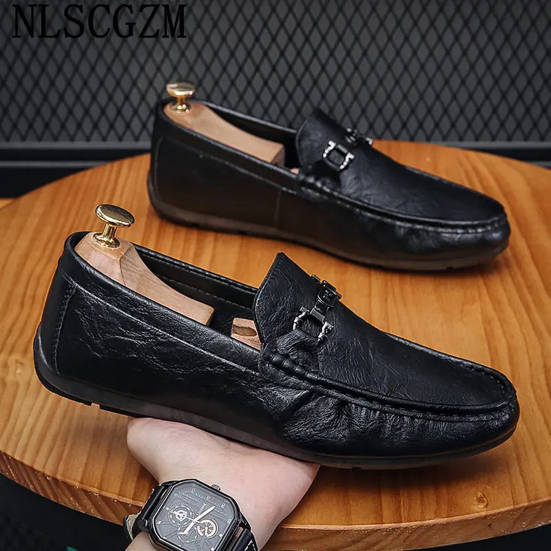 Office 2024 Leather Shoes Casuales Slip on Shoes Men Italiano Designer Sneakers Casual Shoes for Men Italiano Zapatillas Hombre