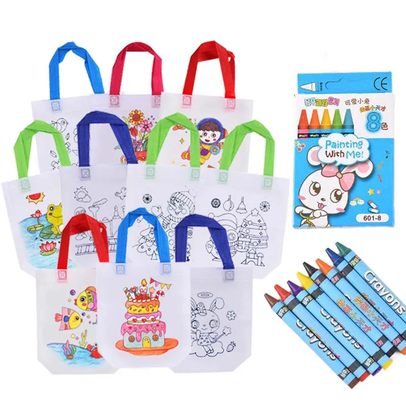 Juguetes de dibujo para niños, bolsa de Graffiti, crayones de 8 colores, juguete educativo para educación temprana, bolsa de almacenamiento de interacción entre padres e hijos TMZ