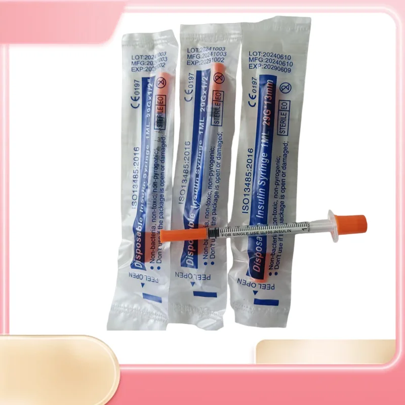 100/500Pcs 1ml 0.5ml 1ML U-40 Disposable Insulin Syringe, Sterile Insulin Injector Syringes for Single Use Individual Packed