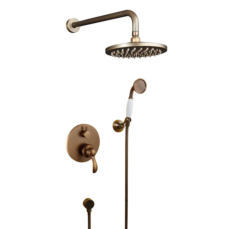 Antique Garden Style Concealed Round Shower with Embedded Wall   Bathroom Set