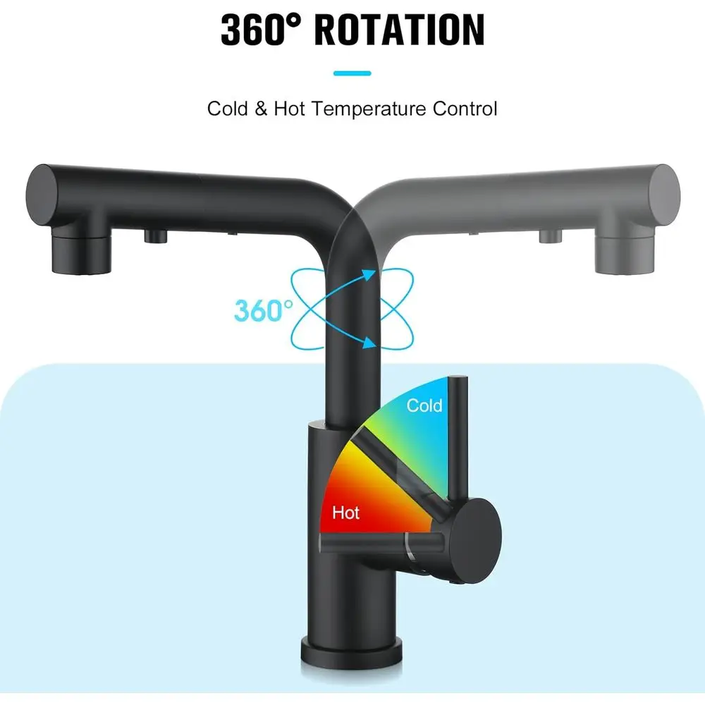 Torneira de cozinha com spray pull-down, misturador de pia de banheiro com alça única, mini torneira de preparação de barra, torneira utilitária de 3 ou 1 furo, mangueira externa f