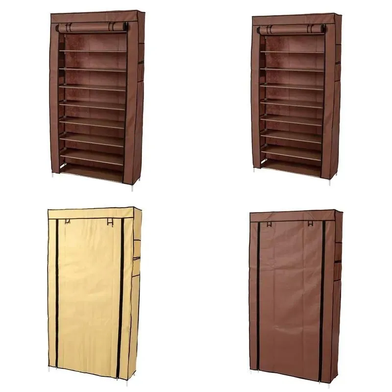 Simple Entrance Shoe Cabinet Multi Layer Shoe Rack Dust Proof Shelf Metal Shoe Storage Cabinet