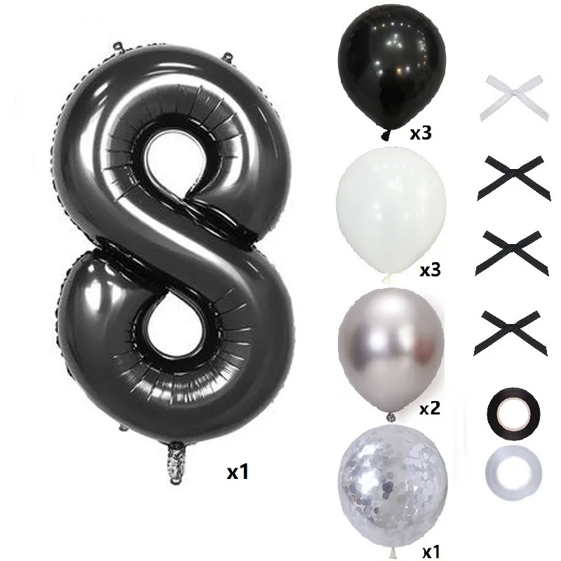 Czarny balon z cyframi Bukiet Wszystkiego najlepszego z okazji urodzin Tło Balon dla dzieci Wiek Dzieci Fotografia Dzieci Rocznica Dostawca — zdjęcie 7