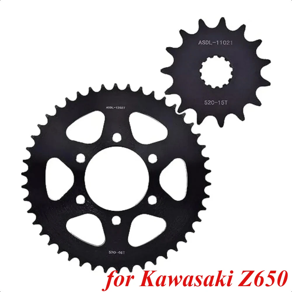 

520 15T 46T Front Rear Sprocket for Kawasaki Z650 2017-2019 400 Ninja ER-6f EX650 EN650 Vulcan KLE650 Ver/sys EX650 Ninja 650