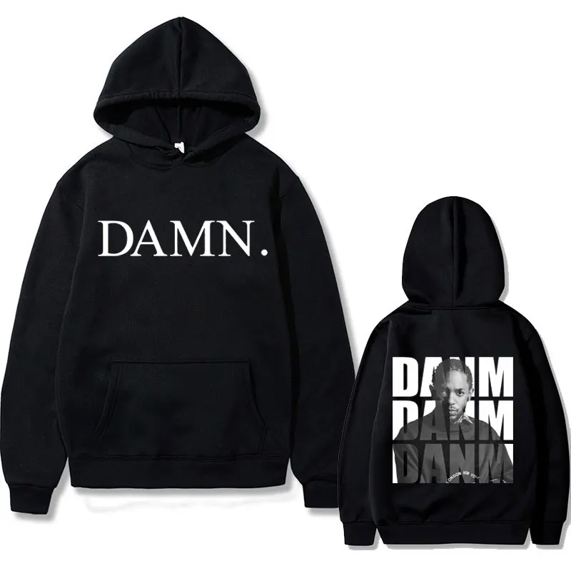 

Rapper Kendrick Lamar DAMN Double Sided Print Hoodie Male Fashion Oversized Hooded Sweatshirt Men Women Vintage Hip Hop Hoodies