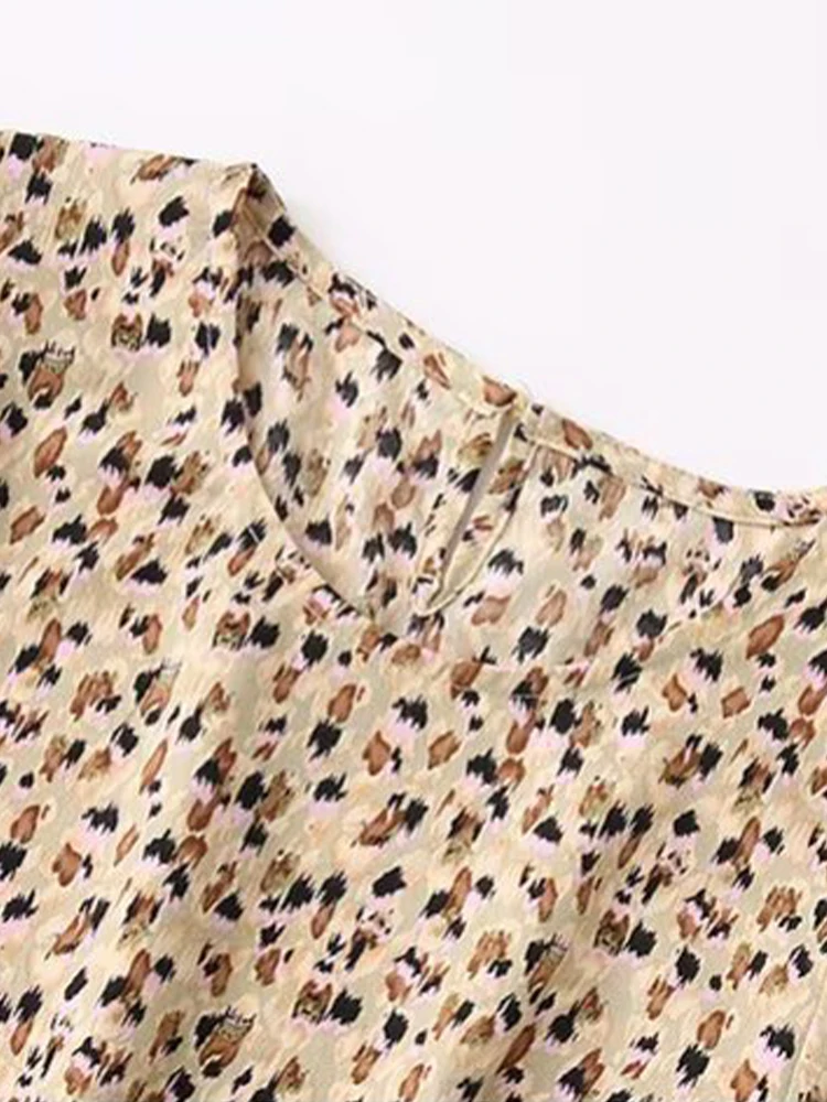 ヨーロッパとアメリカンスタイルの秋の新しい花柄不規則なプリーツ半袖ドレス女性のためのハイウエストデザインニッチスカート