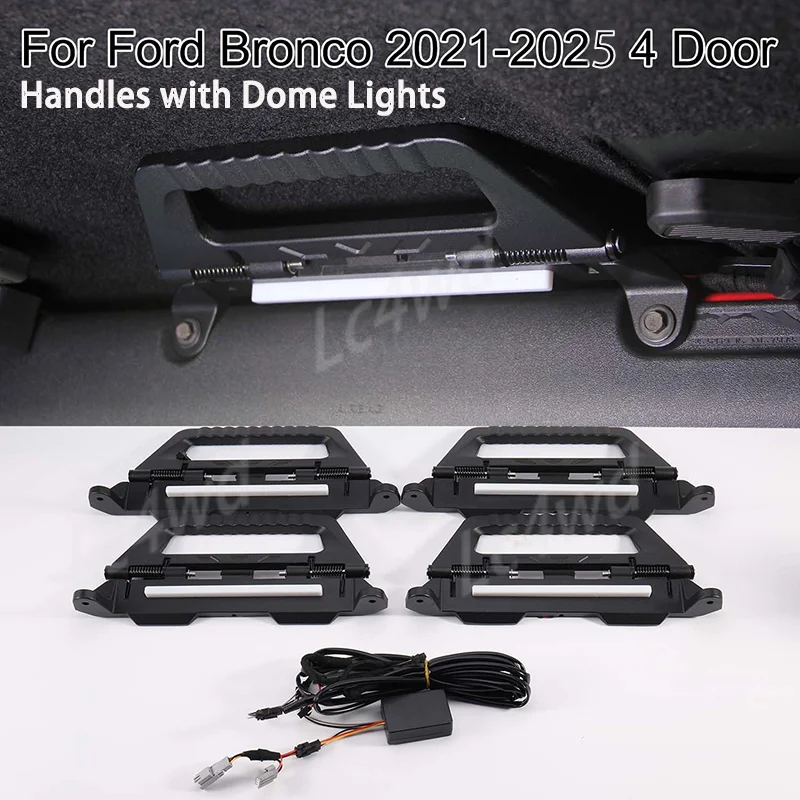

LC4WD 4x4 Interior Accessories Aluminum Alloy Grab Handles with Dome Lights Flexible Hand Grip For Ford Bronco 4 Door 2021-2025