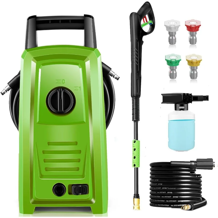 

Мощный очиститель 4500 фунтов на кв. дюйм, новая модель 2025 года, компактный портативный очиститель с шлангом 6 метров и набором из 4 насадок, идеально подходит для дома/автомобилей/заборов/окон, зеленый