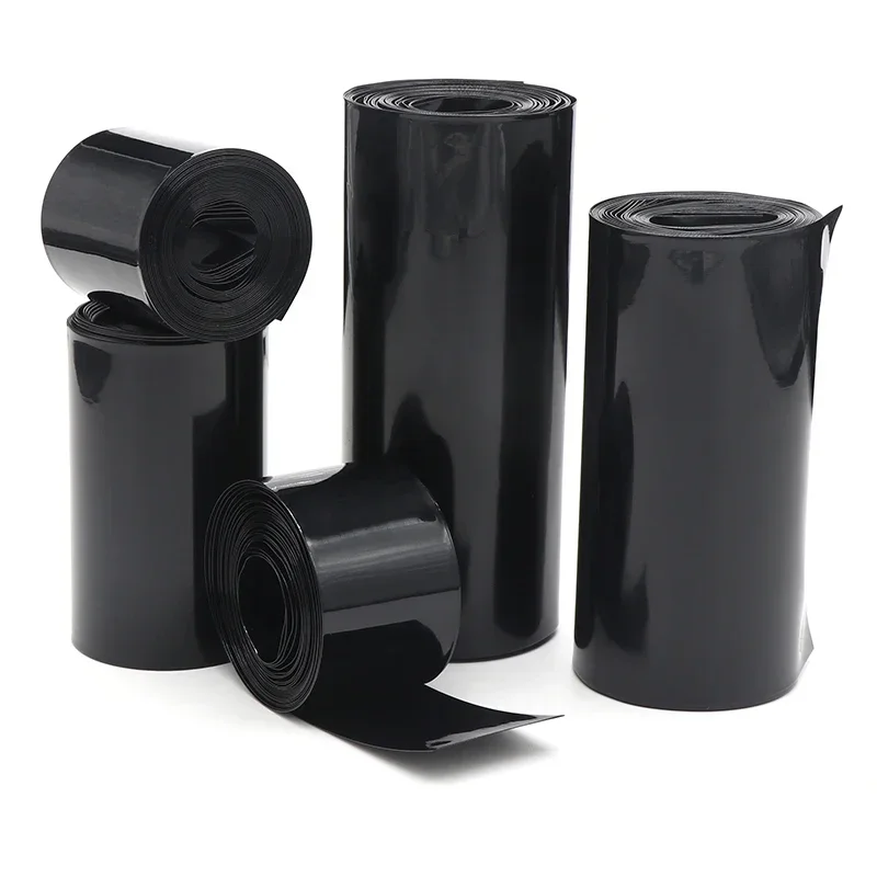 1 Meter Black 18650 Lipo Battery PVC Heat Shrink Tube Pack 7mm ~ 170mm Width Insulated Film Wrap lithium Case Cable Sleeve