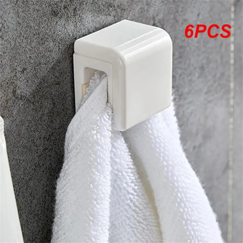 6PCS Hanger Non-marking Bathroom Hanging Clip Bathroom Accessories Stroage Hook Toothpaste Storage Rack Plastic