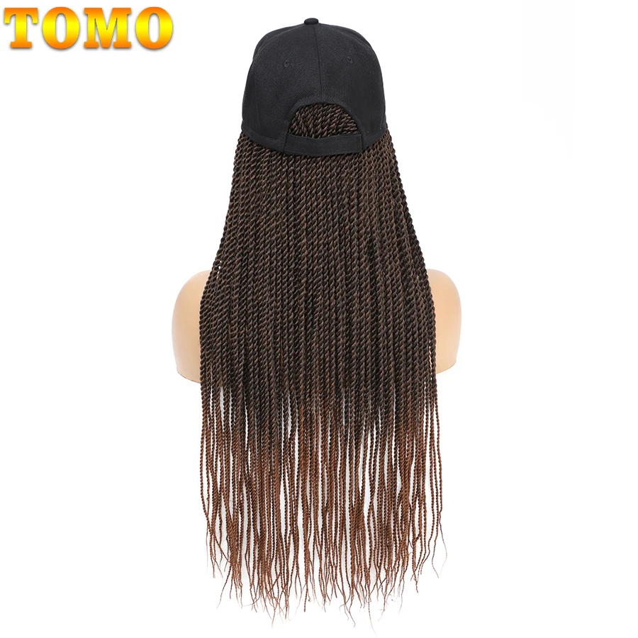 TOMO Baseball Cap Hat Wig Hair with Synthetic Crochet Braids for Women Long 24\
