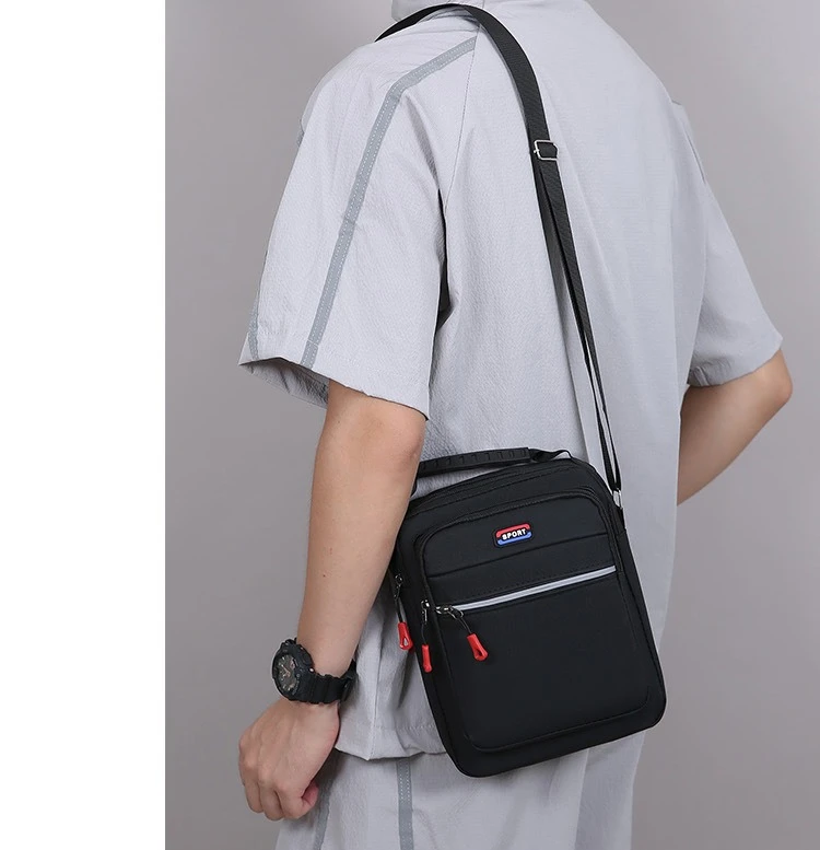 Neue Herren-Umhängetasche, schlichte Schultertasche, lässige, geräumige Tasche für den täglichen Gebrauch, atmungsaktive Reisetasche für Herren. – Detail 14