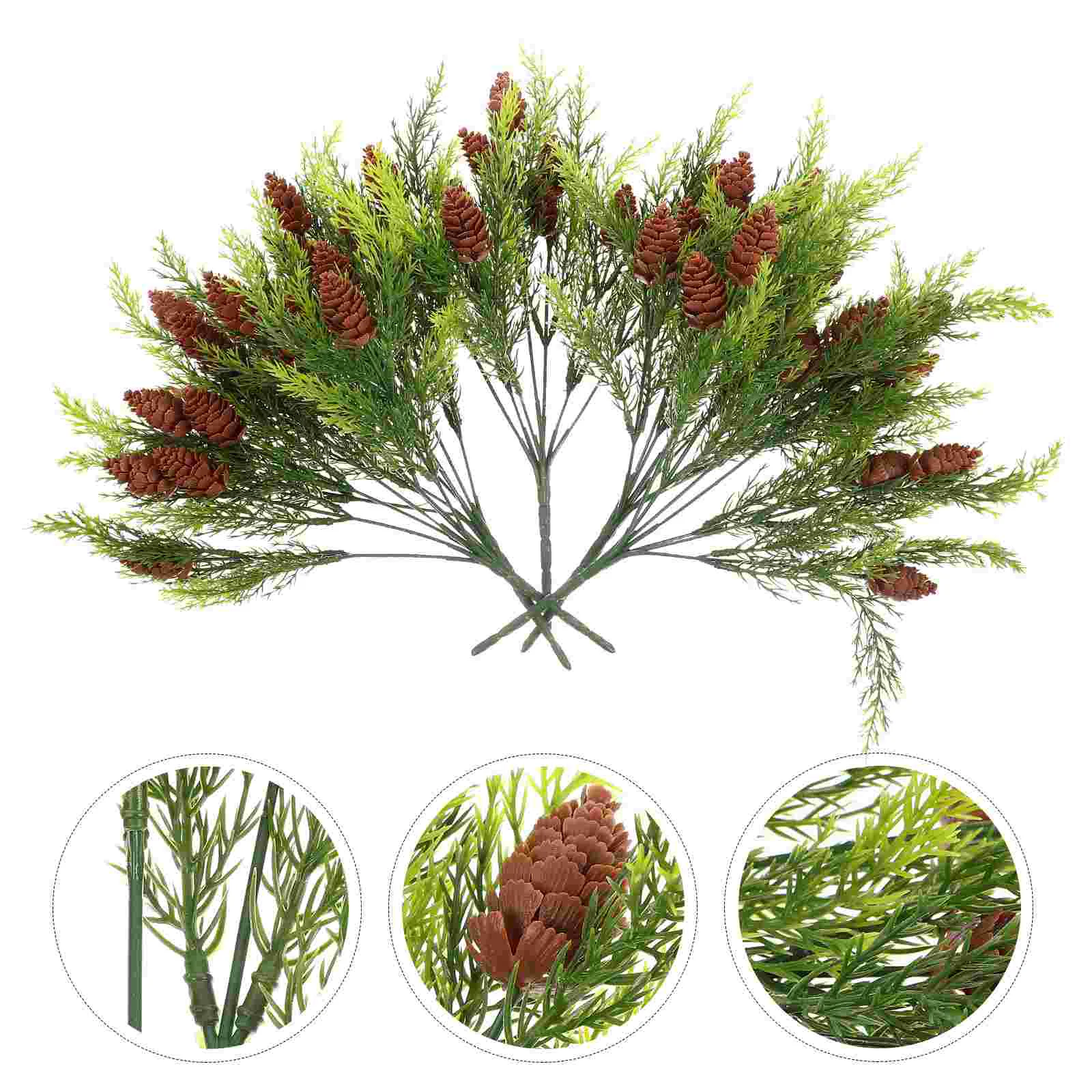 

5 Pcs Imitation Plants Pine Branch with Cone Decorations Party Supplies Christmas Simulation Leaves Plastic