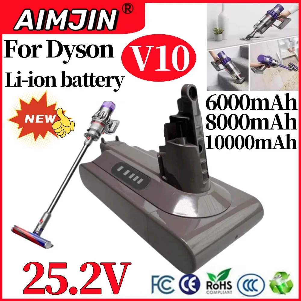 

For Dyson V10 SV12 Rechargeable Battery 25.2V 10000mAh for Dyson V10 Absolute Replaceable Fluffy Cyclone Vacuum Cleaner Battery