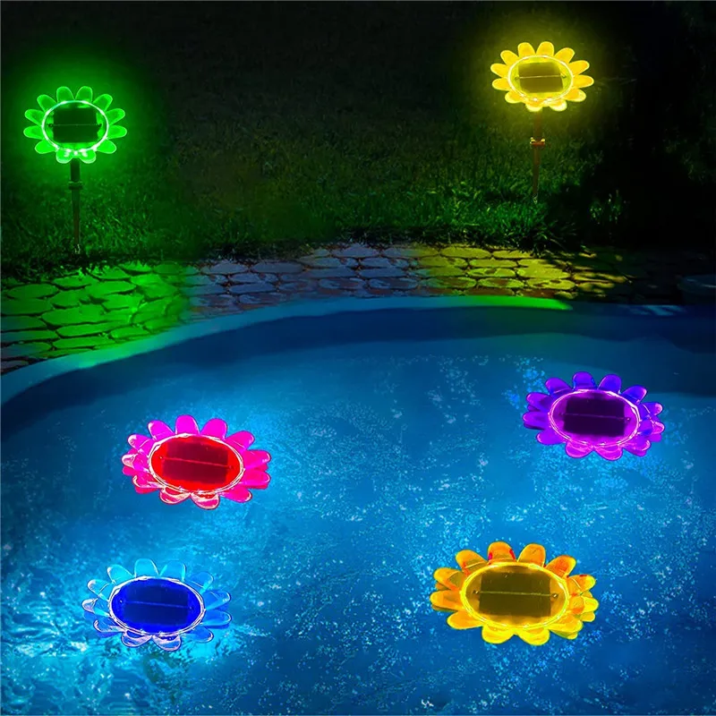 Luces solares flotantes para piscina al aire libre, iluminación subacuática, lámpara impermeable para estanque, lámpara colorida para jardín, césped, juguetes de baño