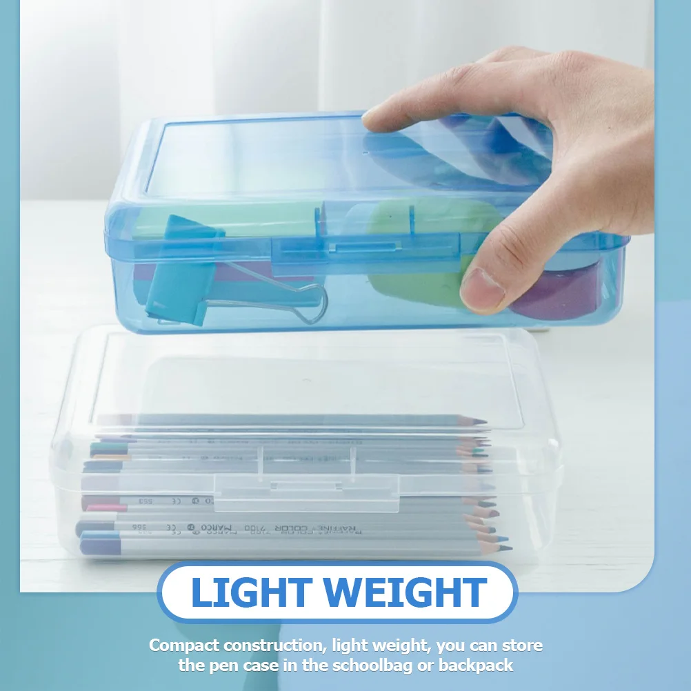 Plastic Pencil Case Large Capacity Pen Organizer Portable Pencil Storage Box for Kids Students School Stationery