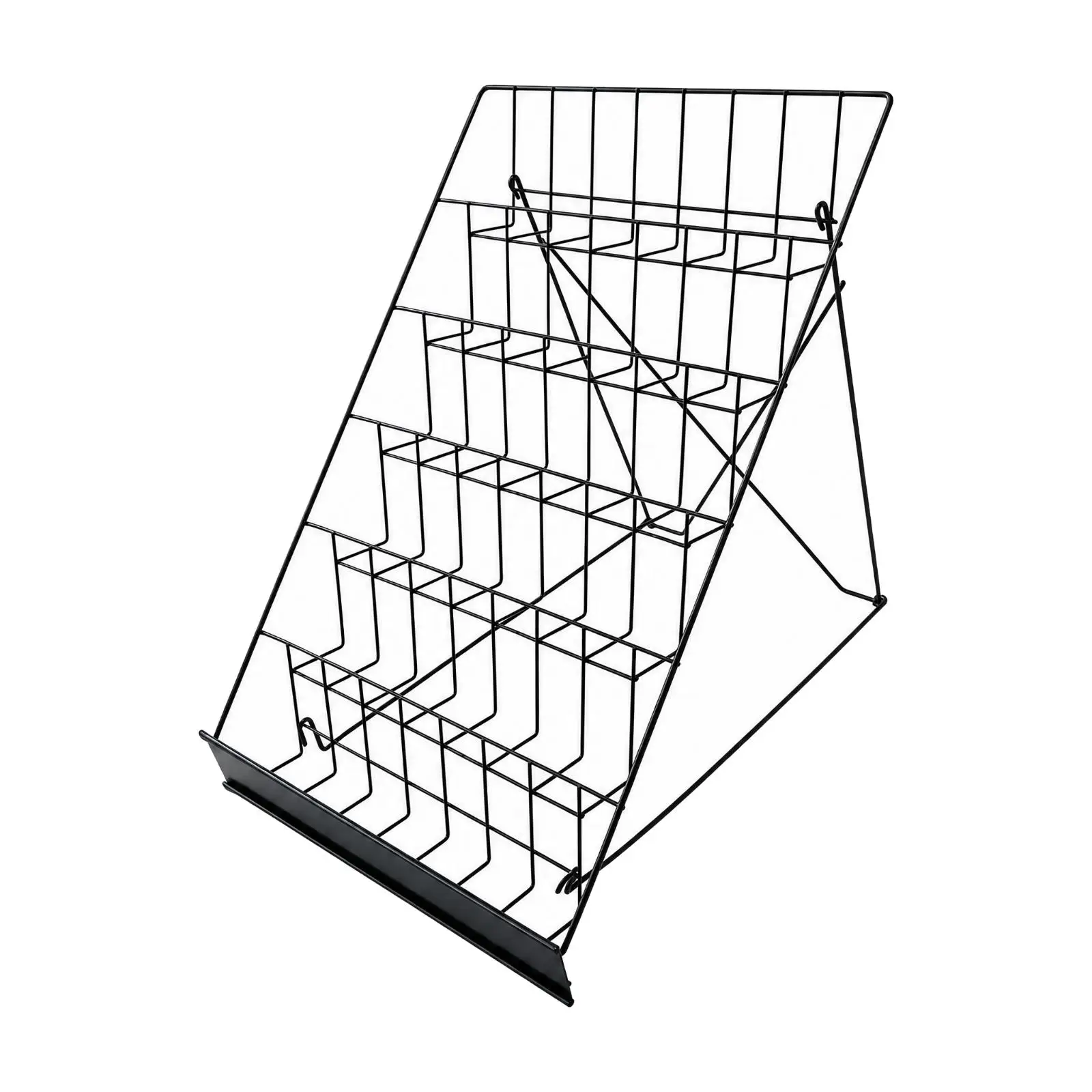 Slanted Iron Display Rack Shelf Storage for A5 Letter File Catalog Organizer with Cross Support Stable Base