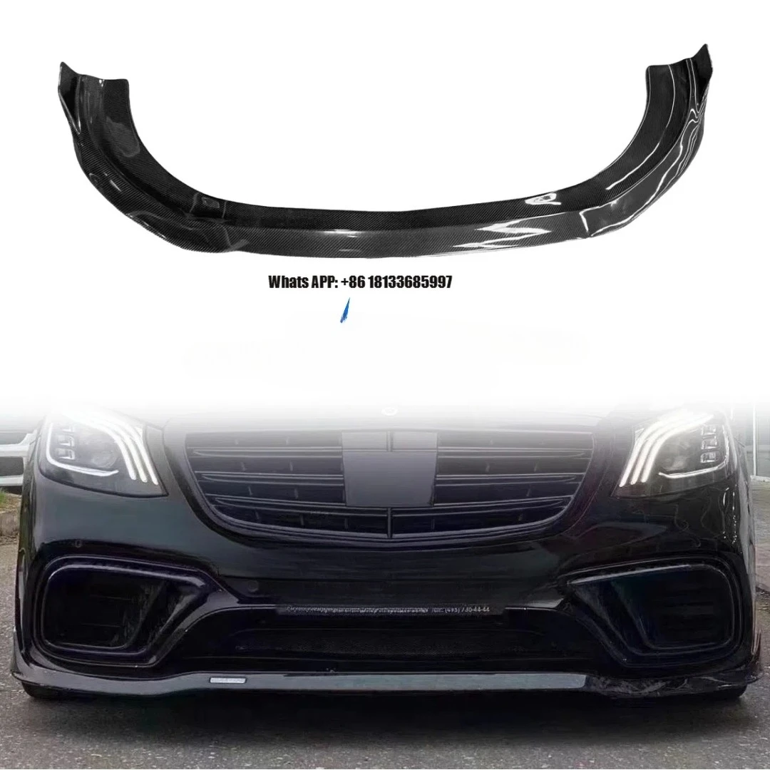

S Class LCI W222 B Style Carbon Fiber Front Lip for Mercedes for Benz S63 S65 2017- 2020 Front Chin Anterior Lip