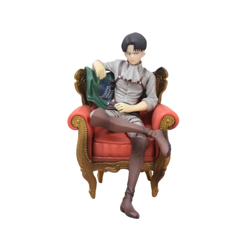 Figura de Anime Attack On Titan de 12cm, figura de acción de Levi Ackerman, modelo de silla genial, estatua de colección de Pvc, decoración, muñecos, regalos de juguete