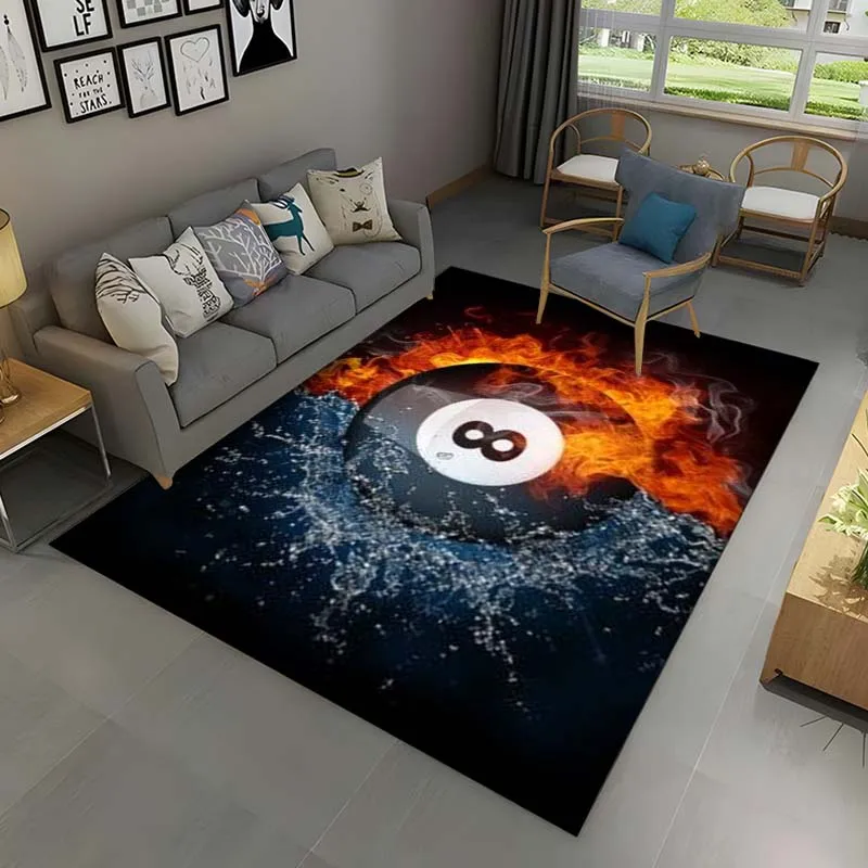 3D Colorful Snooker Billiard Carpet Ball Sports Area Rug for Living Dining Room Bedroom Decor Floor Rug Bathroom Non-Slip Rugs