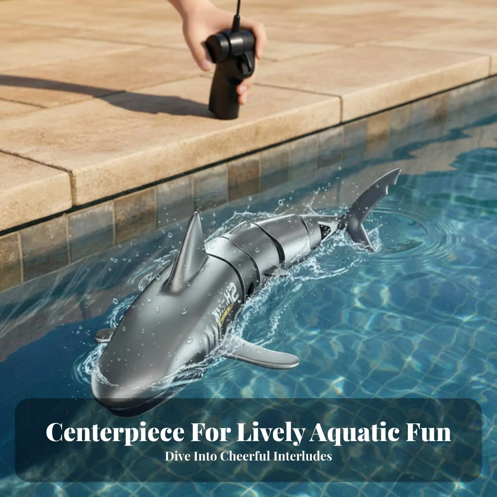 Underwater Toy Electric Shark Watercraft for Inflatable Pool Diving Toys RC Water Toy with Mechanical Tail for Kids Play