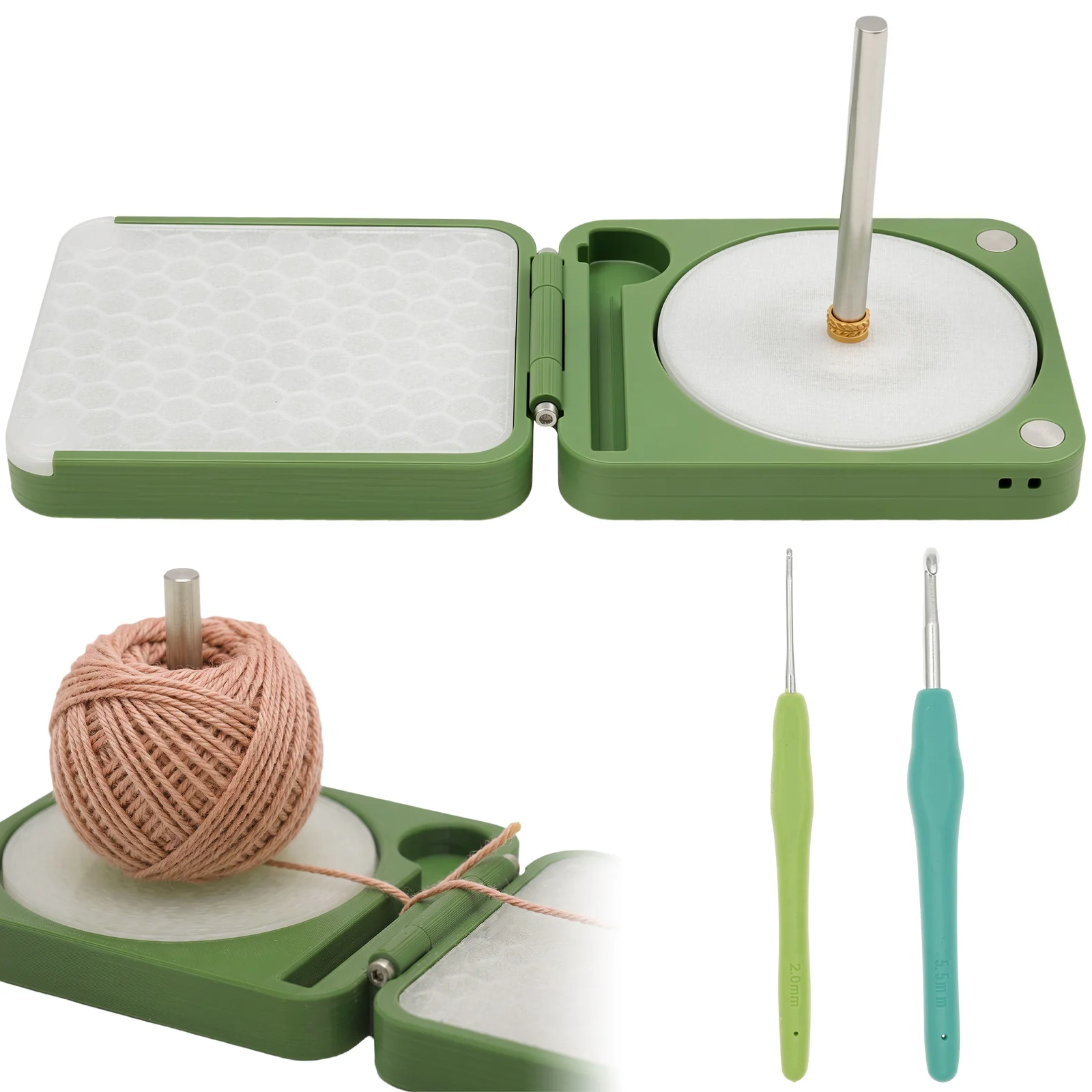 2 In 1 Portable Yarn Holder Dual Rotating Spindle Yarn Storage Holder Lightweight Foldable Yarn Holder for Crochet and Knitting