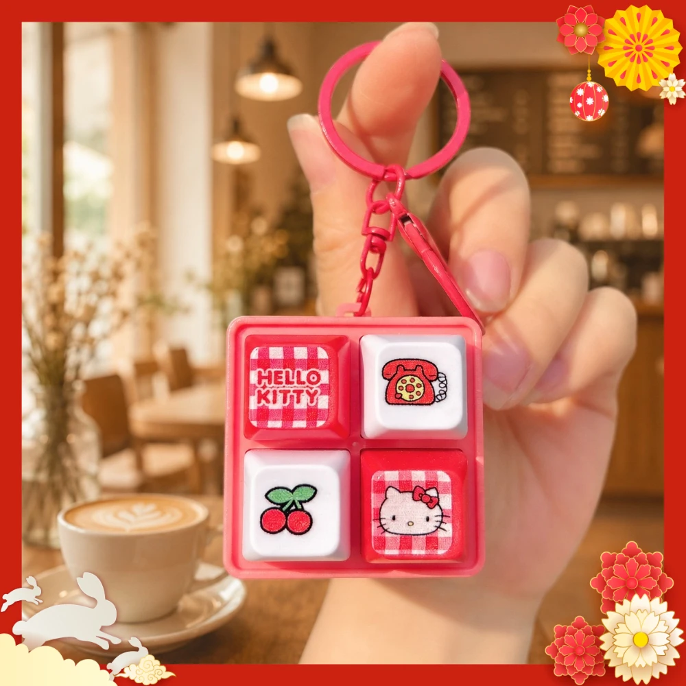 헬로키티 귀여운 4키 키보드 키캡, 손가락으로 누르면 - Women'S Keychain Accessories 리뷰 및 가격