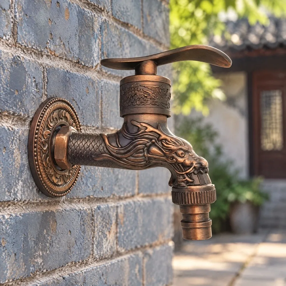 Cold Water Valve Vintage Wall Faucet For Vintage Decor Smooth Porcelain Valve Core For Washing Machine Hoses Red