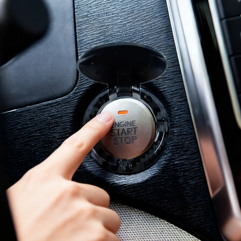 

Car Interior Decoration Start Button Cover Ignition Trim Lightweight Automotive Sticker Auto Accessory Carbon Fiber Pattern