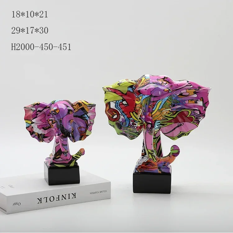 

Art Street Graffiti Simple Creative Elephant Color Decor Home Entrance Wine Cabinet Office Decorations Resin Crafts