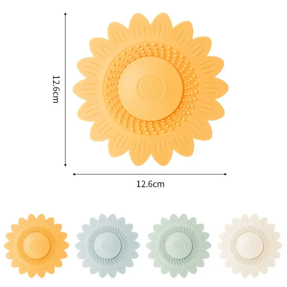 Press-type Silicone Sunflower Floor Drain Cover Anti-clogging Washbasin Hair Filter Bathroom Kitchen Drainage Deodorizing Cover