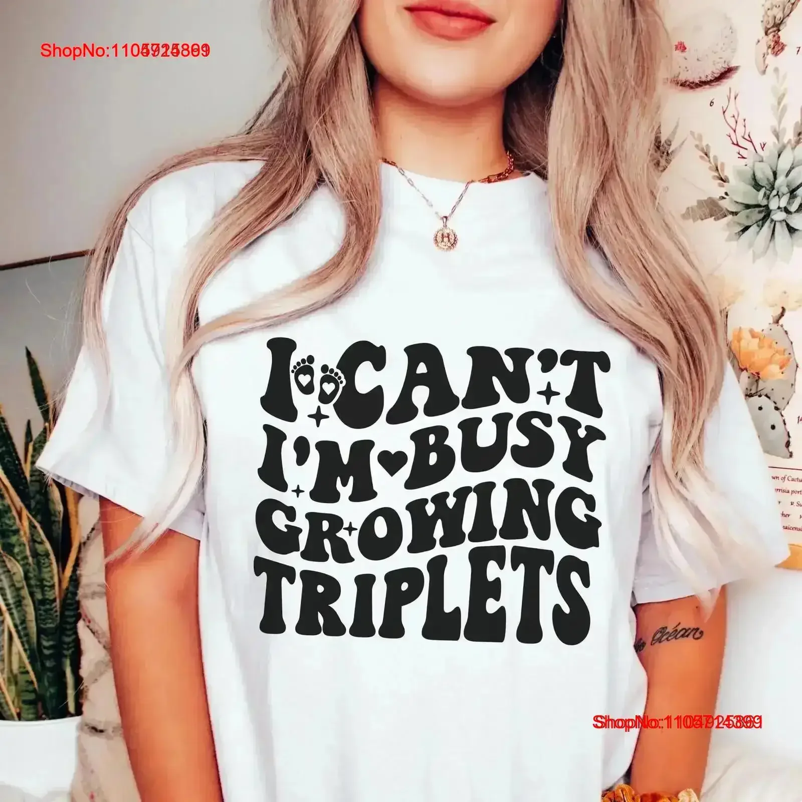 I Can't I'm Busy Growing Triplets T Shirt Mom Expecting Triplet Babies Pregnancy Announcement To vintage Washed vintage Washed
