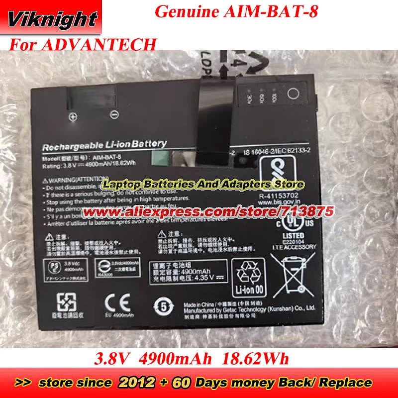 

Оригинальный аккумулятор AIM-BAT-8 3,8 В 4900 мАч 18,62 Втч для ноутбука ADVANTECH AIM8 AIM-65 AIM-BAT0-0252