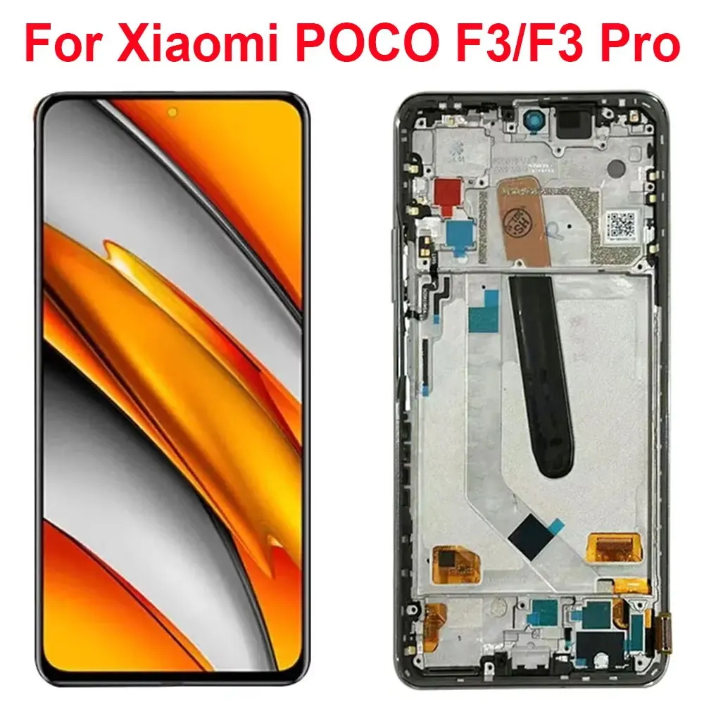 

AMOLED 6,67 ''для Xiaomi Poco F3/F3 Pro ЖК-дисплей с рамкой, сенсорная панель, дигитайзер для Poco F3 M2012K11AG, замена экрана