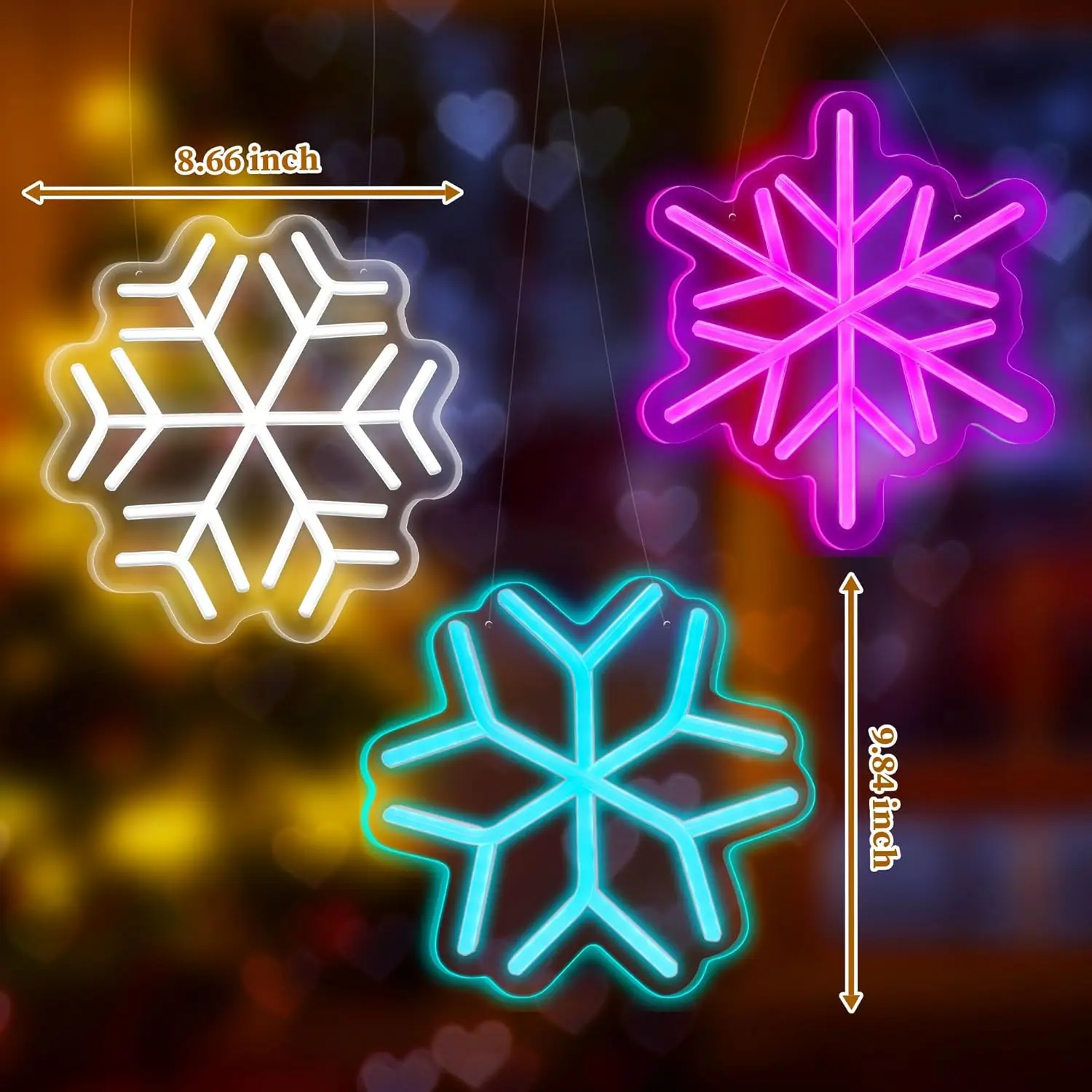 

3 Pcs White Pink Blue Snowflake Neon Signs LED Light Winter Window Wall Room Decoration Christmas Party Night Bedroom Gift Kid