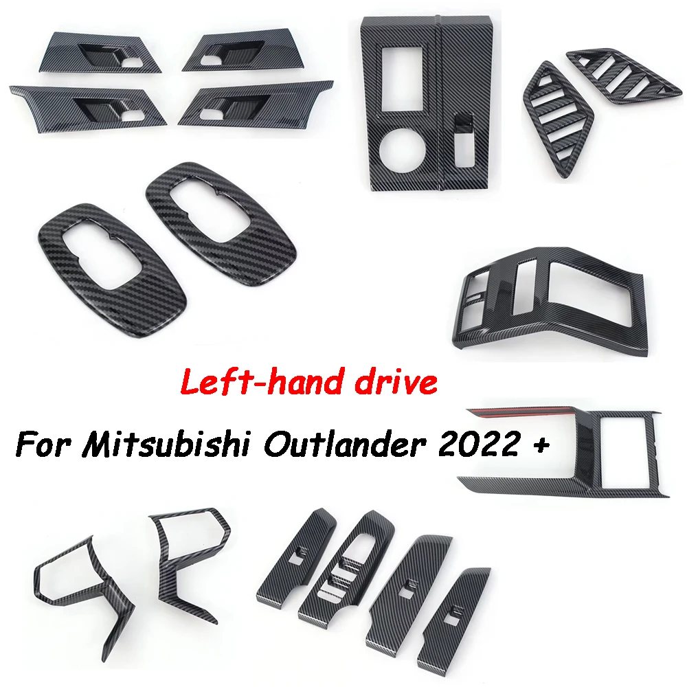

For Mitsubishi outlander 2022 2023 2024 interior carbon accessories Car window switch gear readlamp front rear water cup cover
