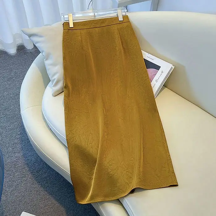 

Chinese Style Women Spring and Autumn 2025 New Slim A-line Hip-pack Mid-length Straight Skirt