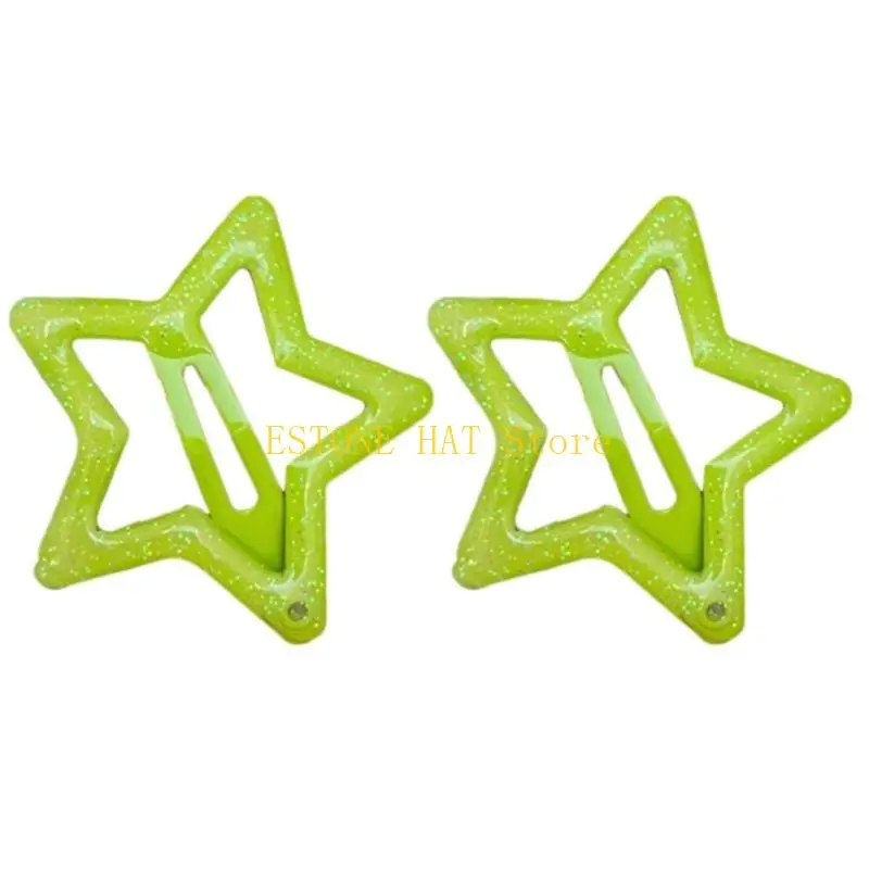 49mf 캔디 컬러 스타 헤어 클립 어린이 소녀 2pcs Nonslip 에폭시 헤어핀 달콤한 별 머리 바렛 어린이 머리 장식