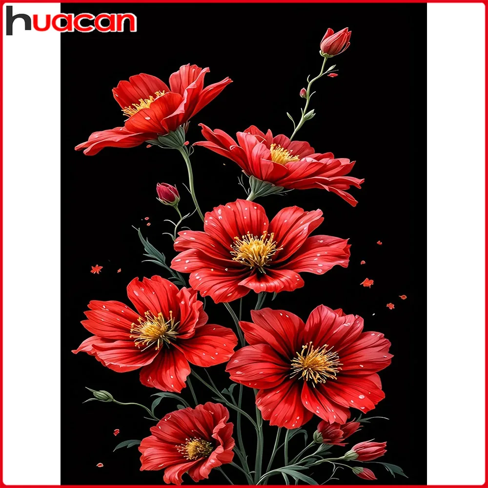 Huacan Vollquadrat-Rundbohrer Diamantmalerei Blumen-Diamantstickerei Komplettes Set Handgemachtes Geschenk
