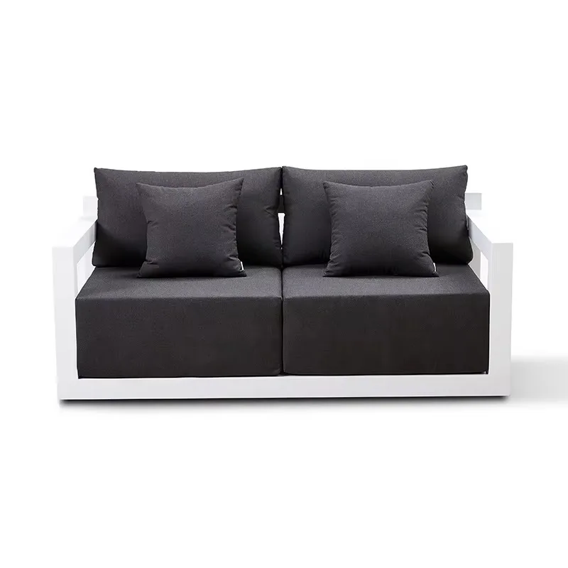Luxury Modern Patio Loveseat Couch Furniture Outdoor Garden Thick Cushion Aluminum 2 Seater Sofa